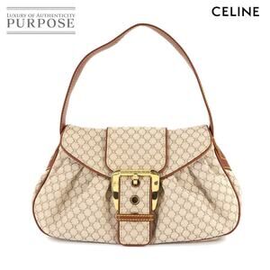 Celine Macadam Handbag Canvas Leather Beige Brown